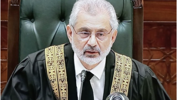 chief justice of pakistan qazi faez isa hearing a land dispute case on september 25 2023 photo file